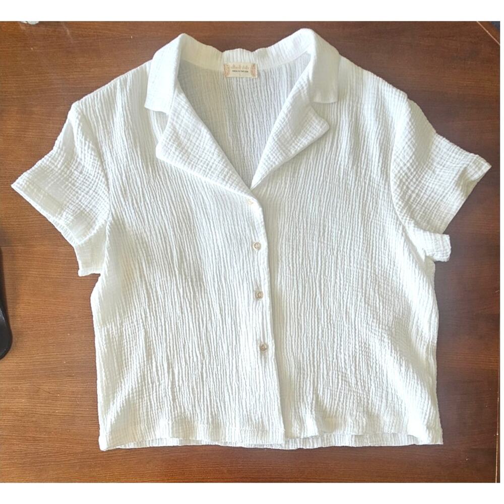 Altar'd State 100% Cotton White Button Down Blouse, Sz L NEW - Picture 6 of 10